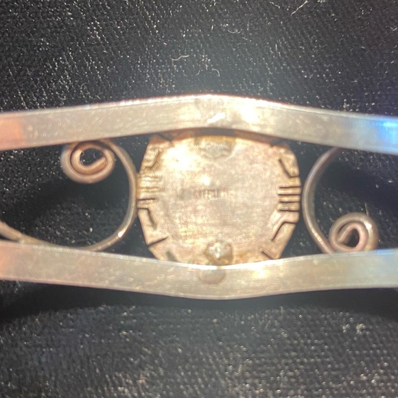 Vintage turquoise, lapis, and coral cuff bracelet in sterling silver. - Picture 3 of 3